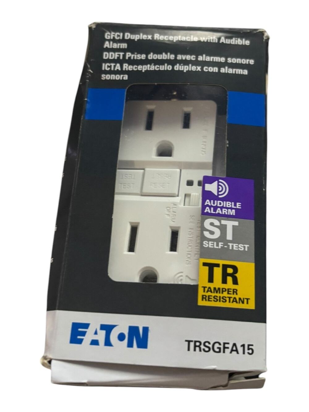 EATON TRSGFA15 GFCI Duplex Receptable with Audible Alarm NEW